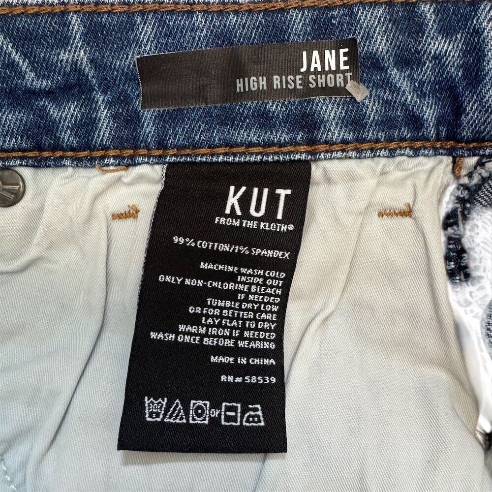 EUC Kut from the Kloth Jane High Rise Distressed Denim Shorts Size 4 - Picture 3 of 4